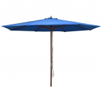Lauko skėtis nuo saulės su mediniu stulpu, mėlynas, 350cm