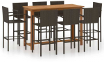 Lauko baldų komplektas Sodo baro baldų komplektas, 9 dalių, rudas (246665+2x313454)