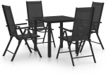 Lauko baldų komplektas Sodo komplektas, 5 dalių, juodas, aliuminis