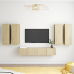 TV staliukas Televizoriaus spintelių komplektas, 6 dalių, ąžuolo, mediena