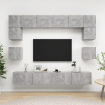 TV staliukas Televizoriaus spintelių komplektas, 8 dalių, betono, mediena