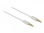 Delock Jack kabelis 3,5 mm 4 kontaktų ki&scaron;tukinis ir vyri&scaron;kas Ultra Slim 0,5 m baltas