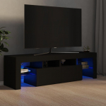 TV staliukas Televizoriaus spintelė su LED ap&scaron;vietimu, juoda, 140x36,5x40cm