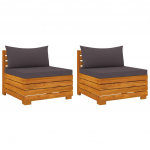 Dvivietė sodo sofa su pagalvėlėmis, akacijos medienos masyvas