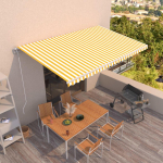 Automatinė i&scaron;traukiama markizė, geltona ir balta, 500x350cm
