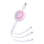 Baseus Bright Mirror 2 3-in-1 USB kabelis skirtas micro USB - USB-C - Lightning 3.5A 1.1m &ndash; Violetinė