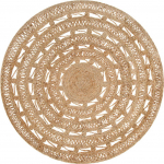 Beliani Apskritas kilimas su džiutu 140 cm smėlio spalvos KER