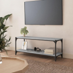 TV staliukas TV spintelė, pilka ąžuolo, 100x33x41cm, mediena ir plienas