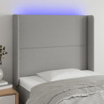 Galvūgalis su LED, &scaron;viesiai pilkas, 93x16x118/128cm, audinys