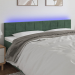 Galvūgalis su LED, tamsiai žalias, 160x5x78/88cm, aksomas