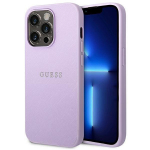 Guess Saffiano Metal Logo Stripes - dėklas skirtas Apple iPhone 14 Pro Lilac