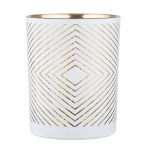 Gold Baltas glass candle holder with auksinis interior 10x12,5 cm, geometric decoration