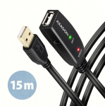 Axagon ADR-215 Aktyvus prailginimas USB 2.0 A-M > A-F laidas, 15 m ilgio. Maitinimo variantas.