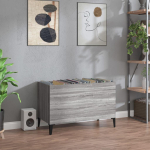 Vinilinių plok&scaron;telių spintelė, pilka, 74,5x38x48cm, mediena