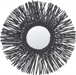 Beliani Round Rattan Wall Mirror Sun 60 cm Juoda KLASĖ