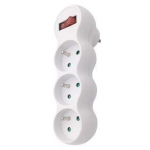 Solight lizdas su atrama, 3 x 10A, baltas, jungiklis