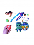 Magy Žaislų rinkinys 3-7 m. vaikams, 10 vnt. Hulk pop it, fidget juostelės, gyvatėlė, dinozauras, modelinas