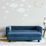 Vaiki&scaron;ka sofa su pakoja, mėlyna, 100x50x30cm, aksomas