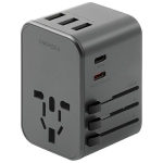 ENERGEA laidinis įkroviklis 3xUSB+2xUSB-CPD-PPS-QC 3.0 35.5W 3A2C adapteris 4in1 US/UA/EU/UK pilkos spalvosl Travelworld
