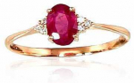 Auksinis žiedas su brangakmeniais. Metalas: Raudonas Auksas. Praba: 585&deg;. Akmuo: Briliantai , Rubinas - 16.5 - 1.22 g. - Briliantai (0,036Ct), Rubinas (0,632Ct)