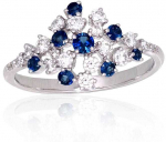 Auksinis žiedas - 18 - 2.58 g. - Briliantai (0,414Ct), Safyras (0,33Ct)