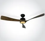 Lubinis &scaron;viestuvas 40W ventiliatorius su dimeriuojamu 22W LED &scaron;viestuvu, juodas/tamsaus medžio sp., 3000/4000/5500K, 6314D/B/V