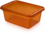 Orplast &bdquo;Basestore&ldquo; indas su dangteliu ir spaustukais, 28x38x16 cm, 12,5 l gintaro spalvos