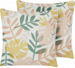 Beliani 2 dekoratyvinių lauko pagalvėlių rinkinys TEGEA Augalų ra&scaron;tas 45 x 45 cm spalvingas