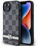 DKNY PU Leather Checkered Pattern and Stripe dėklas telefonui Apple iPhone 13 juodos spalvos