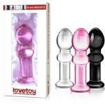 Lovetoy Juodas stiklinis analinis ki&scaron;tukas su aptakia galvute 11,5 cm