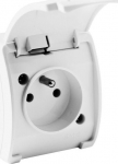 Vieno pavir&scaron;iaus montuojamas lizdas su įžeminimu, sklendė VIPLAST KOALA Baltas IP44 161-01