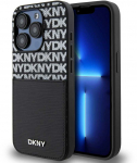 DKNY PU Leather Repeat Pattern Card Pocket dėklas telefonui Apple iPhone 15 Pro juodos spalvos