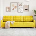 Trivietė sofa, &scaron;viesiai geltonos spalvos, 180cm, audinys