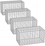 Songmics Gabionų krep&scaron;iai 100 x 30 x 30 cm, 4 vnt., sidabriniai