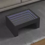 Kavos staliukas su Infinity LED lemputėmis, juodas, 70x50x30cm
