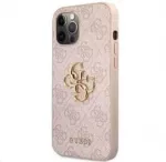 Guess - Guess PU 4G metalinis dėklas su logotipu, skirtas iPhone 12/12 Pro, Rožinė