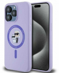 Karl Lagerfeld silikoninis Karl&Choupette Heads Ring MagSafe Apple iPhone 15 Pro Max - dėklas telefonui violetinės spalvos