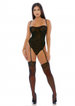 Forplay Feline Teddy XL - Mesh Bodysuit with Cheetah Pattern and Garter Straps