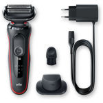 Braun | Shaver | 51-R1200s | Operating time (max) 50 min | Wet & Dry | Juodas/Raudona