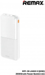 REMAX RPP-26 i&scaron;orinė baterija - Powerbank 20000mAh, Balta