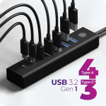 Icy Box IB-HUB1737-C3 7 prievadų USB 3.2 Gen 1 &scaron;akotuvas, 3x USB Type-C., 4x USB Type-A