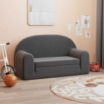 Vaiki&scaron;ka dvivietė sofa-lova, antracito, mink&scaron;tas pliu&scaron;as