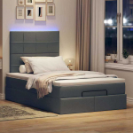 Lova Osmanų lovos rėmas su čiužiniu, pilkas, 120x200cm, audinys