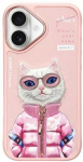 Nimmy Apple iPhone 16 6.1" dėklas telefonui rožinės spalvos Cool&Cute 2.0 Cat