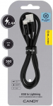 Oem Blavec kabelis Candy braided - USB į Lightning - 2,4A 3 metrai (CCA-UL24B30) juodos spalvos