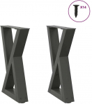 Kavos staliuko kojelės, 2 vnt., antracito spalvos, 38x(42-43,3) cm, plienas
