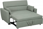 HOMCOM Sofa lova, 2 vietų sofa su miegojimo funkcija, reguliuojamas atlo&scaron;as, sofa su pagalvėlėmis, aksomo i&scaron;vaizdos, sofa lova su lovos pagrindu svetainei, svečių kambariui, &scaron;viesiai pilka