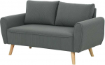HOMCOM dvivietė sofa su 2 pagalvėlėmis, mink&scaron;ta sofa su 54 cm itin giliomis sėdynėmis, dvigulė sofa i&scaron; velveto, maža sofa su mediniu rėmu, dvivietė sofa su mediniu rėmu, skirta svetainei, miegamajam, biurui, 145 x 75 x 78 cm, tamsiai pilka