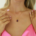 Diamond Sky Jewelry Sidabrinis kaklo papuo&scaron;alas moterims Diamond Sky "Crystal Drop (Amethyst)" su Preciosa kristalais
