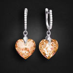 Diamond Sky Jewelry Sidabriniai auskarai moterims DiamondSky &bdquo;Romantic Heart III R (Colorado Topaz)&ldquo; su Swarovski kristalais